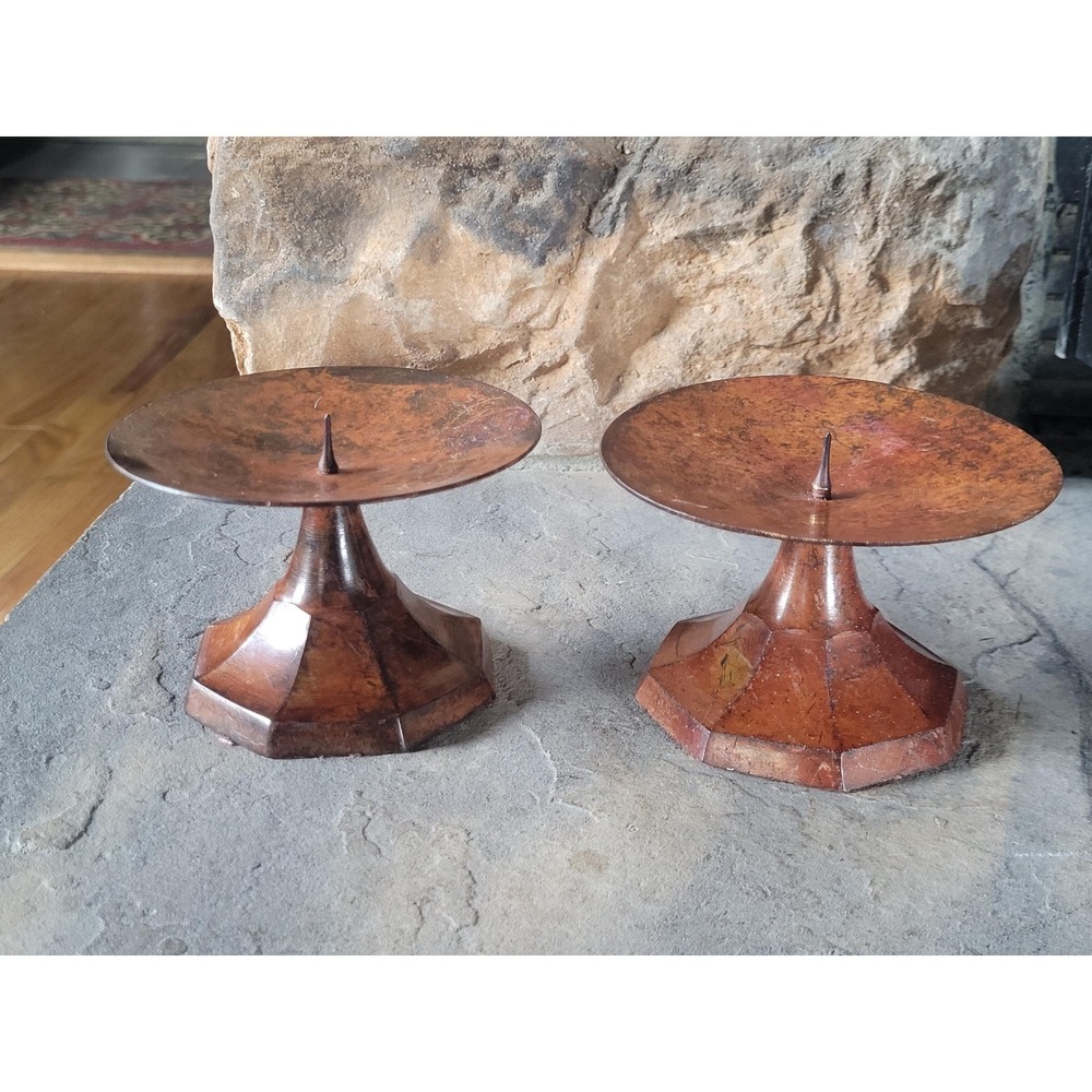 Solid Brass Pricket Candle Holders Pai Candle Stands Primitive Farmhouse Decor‎